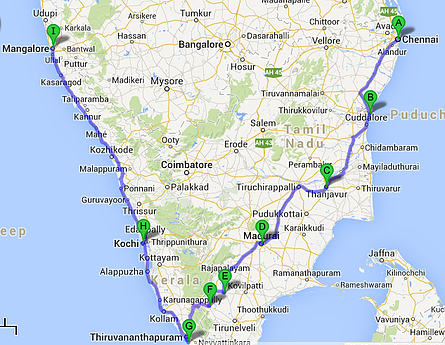 Itinéraire Inde du sud à vélo
