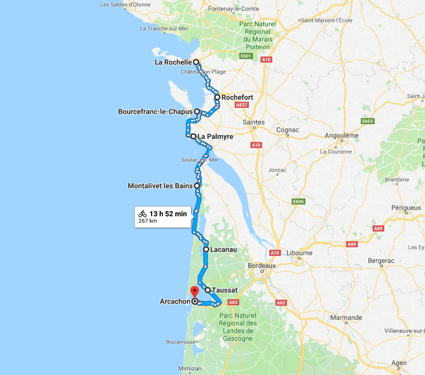 Itinéraire Vélodyssée La Rochelle
