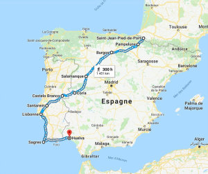 Itinéraire à vélo chemins de compostelle