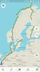 Carte voyage vélo Cap Nord
